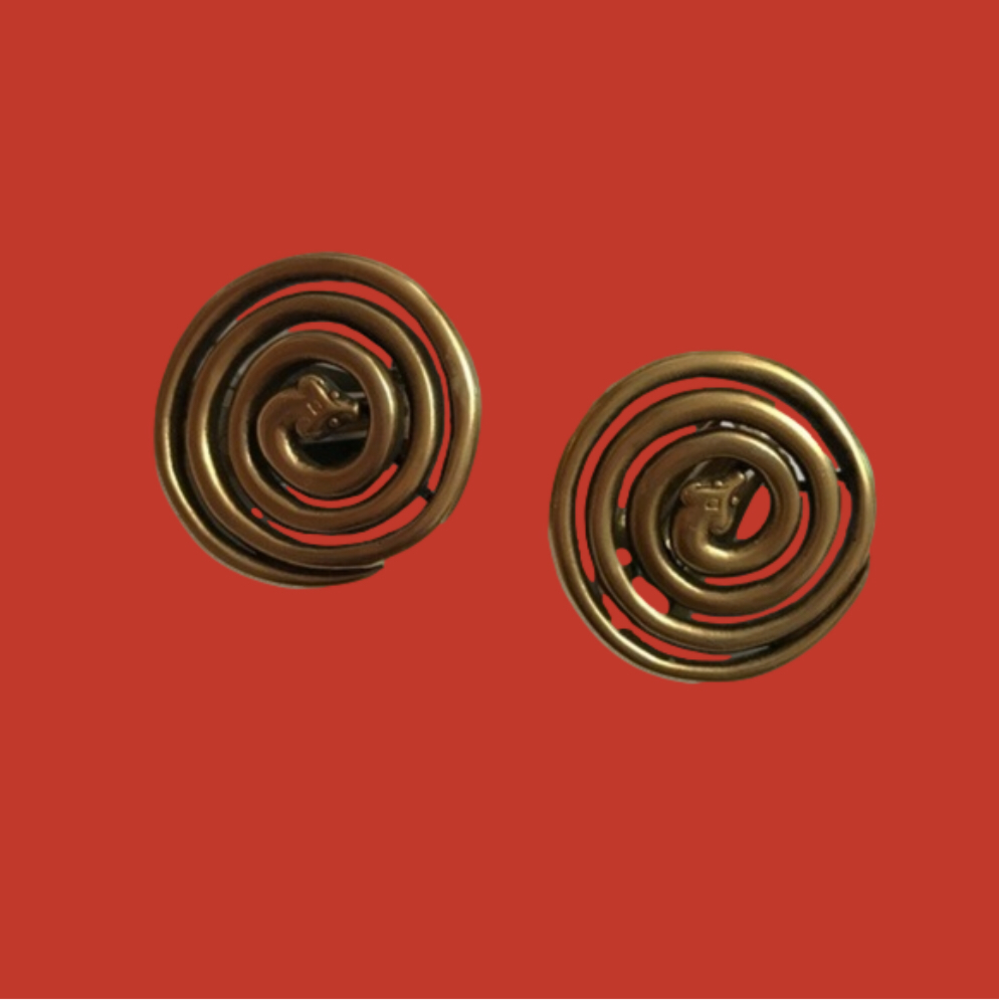 MFA Museum Of Fine Arts Snake Clip On  Earrings Gold Tone Vintage Estate